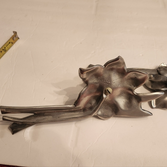 Bruce Fox Daffodil Taper Candlesticks Pair Pewter - Picture 5 of 10